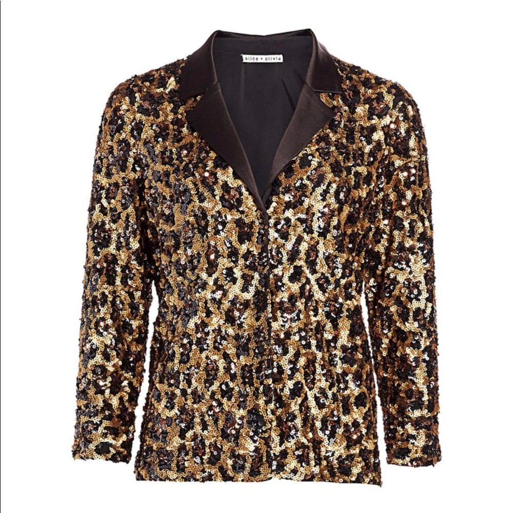 NWT Alice + Olivia Leopard Sequin Top